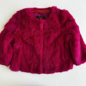 Vintage Jin Diaofur Hot Pink Genuine Fur Short Coat Jacket Lined XXL